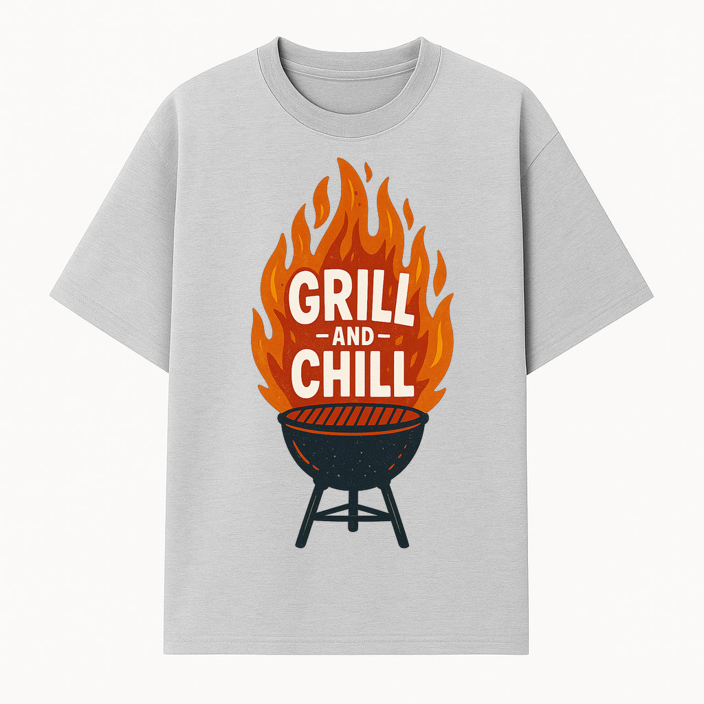 Grill and Chill BBQ Design Shirt, Funny Summer Cooking Apparel, Outdoor Picnic Gift, Grilling Lover Tee, Barbecue Party Clothing - T-shirt 1758181717428.jpg