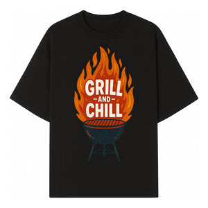 Grill and Chill BBQ Design Shirt, Funny Summer Cooking Apparel, Outdoor Picnic Gift, Grilling Lover Tee, Barbecue Party Clothing - T-shirt 1758181717573.jpg
