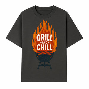 Grill and Chill BBQ Design Shirt, Funny Summer Cooking Apparel, Outdoor Picnic Gift, Grilling Lover Tee, Barbecue Party Clothing - T-shirt 1758181717724.jpg