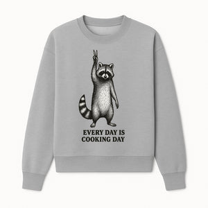 Raccoon Every Day is Cooking Day Art Print, Kitchen Decor, Whimsical Animal Illustration, Fun Cooking Gift, Wall Art, Home Decor - Sweatshirt 1758181717944.jpg