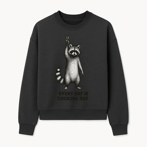 Raccoon Every Day is Cooking Day Art Print, Kitchen Decor, Whimsical Animal Illustration, Fun Cooking Gift, Wall Art, Home Decor - Sweatshirt 1758181718235.jpg