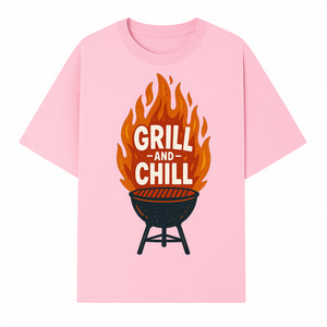 Grill and Chill BBQ Design Shirt, Funny Summer Cooking Apparel, Outdoor Picnic Gift, Grilling Lover Tee, Barbecue Party Clothing - T-shirt 1758181718273.jpg