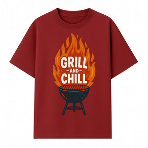 Grill and Chill BBQ Design Shirt, Funny Summer Cooking Apparel, Outdoor Picnic Gift, Grilling Lover Tee, Barbecue Party Clothing - T-shirt 1758181718469.jpg