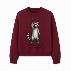 Raccoon Every Day is Cooking Day Art Print, Kitchen Decor, Whimsical Animal Illustration, Fun Cooking Gift, Wall Art, Home Decor - Sweatshirt 1758181718941.jpg