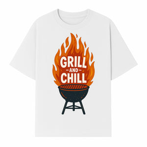 Grill and Chill BBQ Design Shirt, Funny Summer Cooking Apparel, Outdoor Picnic Gift, Grilling Lover Tee, Barbecue Party Clothing - T-shirt 1758181719050.jpg
