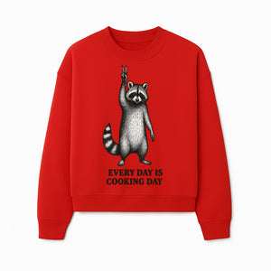 Raccoon Every Day is Cooking Day Art Print, Kitchen Decor, Whimsical Animal Illustration, Fun Cooking Gift, Wall Art, Home Decor - Sweatshirt 1758181719225.jpg