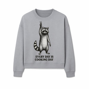 Raccoon Every Day is Cooking Day Art Print, Kitchen Decor, Whimsical Animal Illustration, Fun Cooking Gift, Wall Art, Home Decor - Sweatshirt 1758181719381.jpg