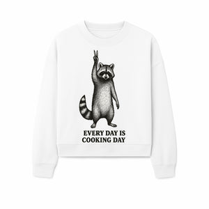 Raccoon Every Day is Cooking Day Art Print, Kitchen Decor, Whimsical Animal Illustration, Fun Cooking Gift, Wall Art, Home Decor - Sweatshirt 1758181719521.jpg