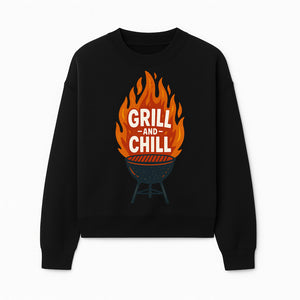 Grill and Chill BBQ Design Shirt, Funny Summer Cooking Apparel, Outdoor Picnic Gift, Grilling Lover Tee, Barbecue Party Clothing - Sweatshirt 1758181720677.jpg