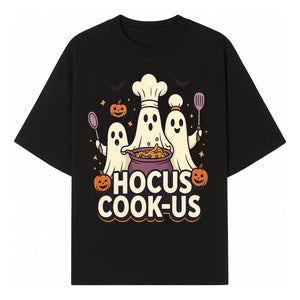 Halloween Ghost Chef Cooking Graphic Tee - Hocus Cook-Us Fun Costume Idea for Kids & Adults, Spooky Cooking Theme Shirt - T-shirt 1758181720679.jpg