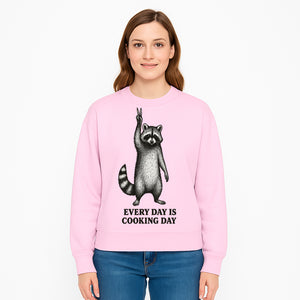 Raccoon Every Day is Cooking Day Art Print, Kitchen Decor, Whimsical Animal Illustration, Fun Cooking Gift, Wall Art, Home Decor - Sweatshirt 1758181720814.jpg