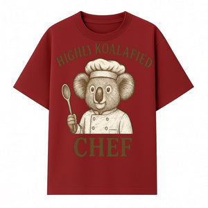 Highli Koalafied Chef T-Shirt - Cute Koala Graphic Tee for Animal Lovers, Cooking Enthusiasts, and Unique Gift Ideas - T-shirt 1758181720838.jpg
