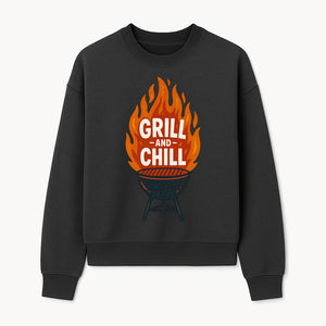 Grill and Chill BBQ Design Shirt, Funny Summer Cooking Apparel, Outdoor Picnic Gift, Grilling Lover Tee, Barbecue Party Clothing - Sweatshirt 1758181720840.jpg