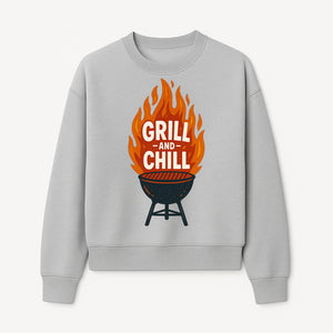 Grill and Chill BBQ Design Shirt, Funny Summer Cooking Apparel, Outdoor Picnic Gift, Grilling Lover Tee, Barbecue Party Clothing - Sweatshirt 1758181721110.jpg