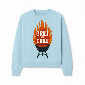 Grill and Chill BBQ Design Shirt, Funny Summer Cooking Apparel, Outdoor Picnic Gift, Grilling Lover Tee, Barbecue Party Clothing - Sweatshirt 1758181721261.jpg