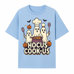 Halloween Ghost Chef Cooking Graphic Tee - Hocus Cook-Us Fun Costume Idea for Kids & Adults, Spooky Cooking Theme Shirt - T-shirt 1758181721267.jpg