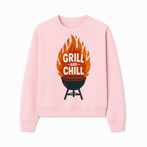Grill and Chill BBQ Design Shirt, Funny Summer Cooking Apparel, Outdoor Picnic Gift, Grilling Lover Tee, Barbecue Party Clothing - Sweatshirt 1758181721408.jpg