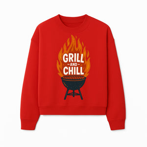 Grill and Chill BBQ Design Shirt, Funny Summer Cooking Apparel, Outdoor Picnic Gift, Grilling Lover Tee, Barbecue Party Clothing - Sweatshirt 1758181721817.jpg