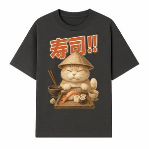 Cute Cat Sushi Chef Art Print Sushi Lovers Gift, Asian Cuisine Decor, Cat Artwork, Whimsical Kitchen Wall Art, Foodie Gift Idea - T-shirt 1758181722184.jpg