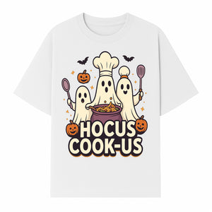 Halloween Ghost Chef Cooking Graphic Tee - Hocus Cook-Us Fun Costume Idea for Kids & Adults, Spooky Cooking Theme Shirt - T-shirt 1758181722202.jpg