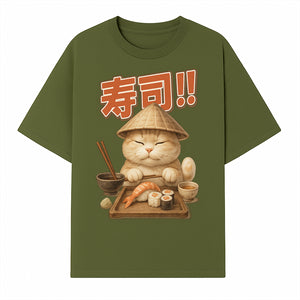 Cute Cat Sushi Chef Art Print Sushi Lovers Gift, Asian Cuisine Decor, Cat Artwork, Whimsical Kitchen Wall Art, Foodie Gift Idea - T-shirt 1758181722315.jpg