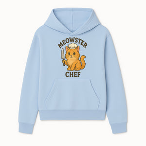Meowster Chef Cat Art Print - Cute Orange Kitty with Chef Hat & Knife, Perfect for Cat Lovers' Kitchen Decor - Hoodie 1758181722619.jpg