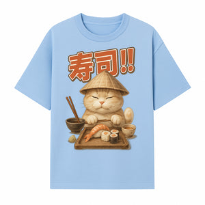 Cute Cat Sushi Chef Art Print Sushi Lovers Gift, Asian Cuisine Decor, Cat Artwork, Whimsical Kitchen Wall Art, Foodie Gift Idea - T-shirt 1758181722663.jpg