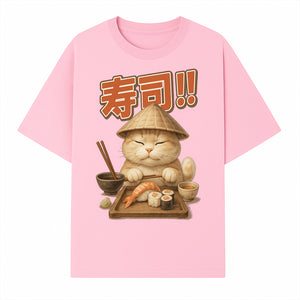 Cute Cat Sushi Chef Art Print Sushi Lovers Gift, Asian Cuisine Decor, Cat Artwork, Whimsical Kitchen Wall Art, Foodie Gift Idea - T-shirt 1758181722823.jpg