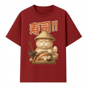 Cute Cat Sushi Chef Art Print Sushi Lovers Gift, Asian Cuisine Decor, Cat Artwork, Whimsical Kitchen Wall Art, Foodie Gift Idea - T-shirt 1758181722971.jpg