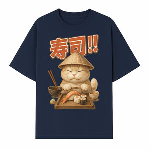 Cute Cat Sushi Chef Art Print Sushi Lovers Gift, Asian Cuisine Decor, Cat Artwork, Whimsical Kitchen Wall Art, Foodie Gift Idea - T-shirt 1758181723101.jpg