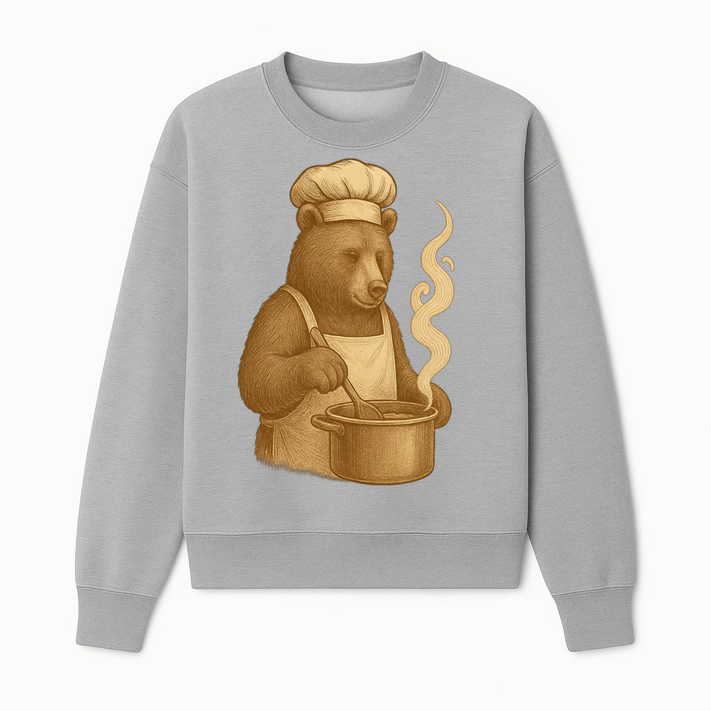 Chef Bear Cooking illustration - Vintage Art Print for Kitchen Decor or Animal Lover Gifts - Sweatshirt 1758181723143.jpg