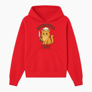 Meowster Chef Cat Art Print - Cute Orange Kitty with Chef Hat & Knife, Perfect for Cat Lovers' Kitchen Decor - Hoodie 1758181723156.jpg