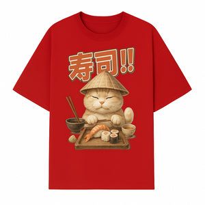 Cute Cat Sushi Chef Art Print Sushi Lovers Gift, Asian Cuisine Decor, Cat Artwork, Whimsical Kitchen Wall Art, Foodie Gift Idea - T-shirt 1758181723223.jpg