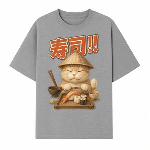 Cute Cat Sushi Chef Art Print Sushi Lovers Gift, Asian Cuisine Decor, Cat Artwork, Whimsical Kitchen Wall Art, Foodie Gift Idea - T-shirt 1758181723362.jpg