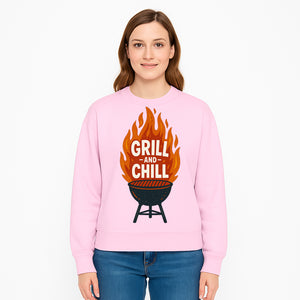 Grill and Chill BBQ Design Shirt, Funny Summer Cooking Apparel, Outdoor Picnic Gift, Grilling Lover Tee, Barbecue Party Clothing - Sweatshirt 1758181723414.jpg