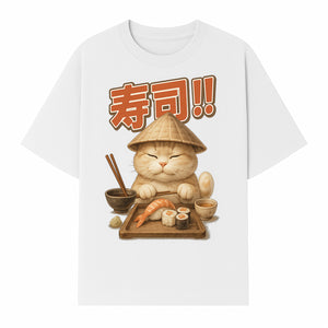 Cute Cat Sushi Chef Art Print Sushi Lovers Gift, Asian Cuisine Decor, Cat Artwork, Whimsical Kitchen Wall Art, Foodie Gift Idea - T-shirt 1758181723494.jpg