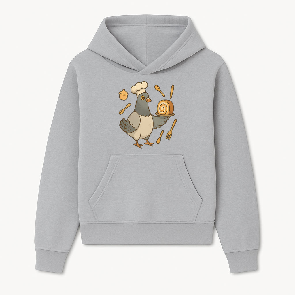Chef Pigeon Serving Cake Design T-Shirt | Cute Bird Baking Graphic Tee | Fun Cooking Gift for Bird Lovers & Bakers - Hoodie 1758181723684.jpg