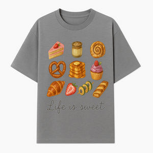 Life is Sweet Kitchen Decor Art Print - Whimsical Food Illustration with Desserts, Treats, and Snacks - T-shirt 1758181723899.jpg