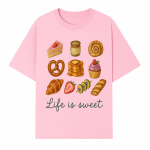 Life is Sweet Kitchen Decor Art Print - Whimsical Food Illustration with Desserts, Treats, and Snacks - T-shirt 1758181724288.jpg