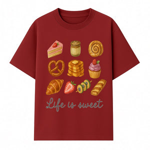 Life is Sweet Kitchen Decor Art Print - Whimsical Food Illustration with Desserts, Treats, and Snacks - T-shirt 1758181724488.jpg