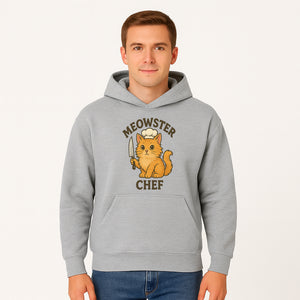 Meowster Chef Cat Art Print - Cute Orange Kitty with Chef Hat & Knife, Perfect for Cat Lovers' Kitchen Decor - Hoodie 1758181724561.jpg