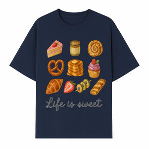 Life is Sweet Kitchen Decor Art Print - Whimsical Food Illustration with Desserts, Treats, and Snacks - T-shirt 1758181724627.jpg