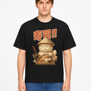 Cute Cat Sushi Chef Art Print Sushi Lovers Gift, Asian Cuisine Decor, Cat Artwork, Whimsical Kitchen Wall Art, Foodie Gift Idea - T-shirt 1758181724632.jpg