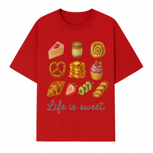 Life is Sweet Kitchen Decor Art Print - Whimsical Food Illustration with Desserts, Treats, and Snacks - T-shirt 1758181724761.jpg