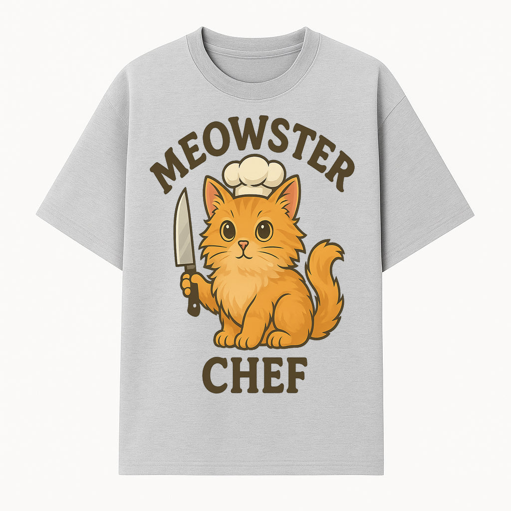 Meowster Chef Cat Art Print - Cute Orange Kitty with Chef Hat & Knife, Perfect for Cat Lovers' Kitchen Decor - T-shirt 1758181724850.jpg