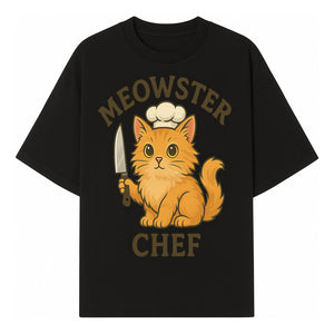 Meowster Chef Cat Art Print - Cute Orange Kitty with Chef Hat & Knife, Perfect for Cat Lovers' Kitchen Decor - T-shirt 1758181725003.jpg
