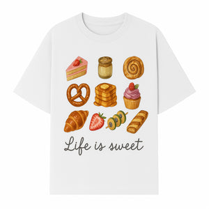 Life is Sweet Kitchen Decor Art Print - Whimsical Food Illustration with Desserts, Treats, and Snacks - T-shirt 1758181725025.jpg
