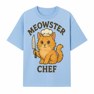 Meowster Chef Cat Art Print - Cute Orange Kitty with Chef Hat & Knife, Perfect for Cat Lovers' Kitchen Decor - T-shirt 1758181725568.jpg