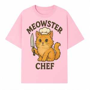 Meowster Chef Cat Art Print - Cute Orange Kitty with Chef Hat & Knife, Perfect for Cat Lovers' Kitchen Decor - T-shirt 1758181725730.jpg