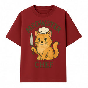 Meowster Chef Cat Art Print - Cute Orange Kitty with Chef Hat & Knife, Perfect for Cat Lovers' Kitchen Decor - T-shirt 1758181725883.jpg